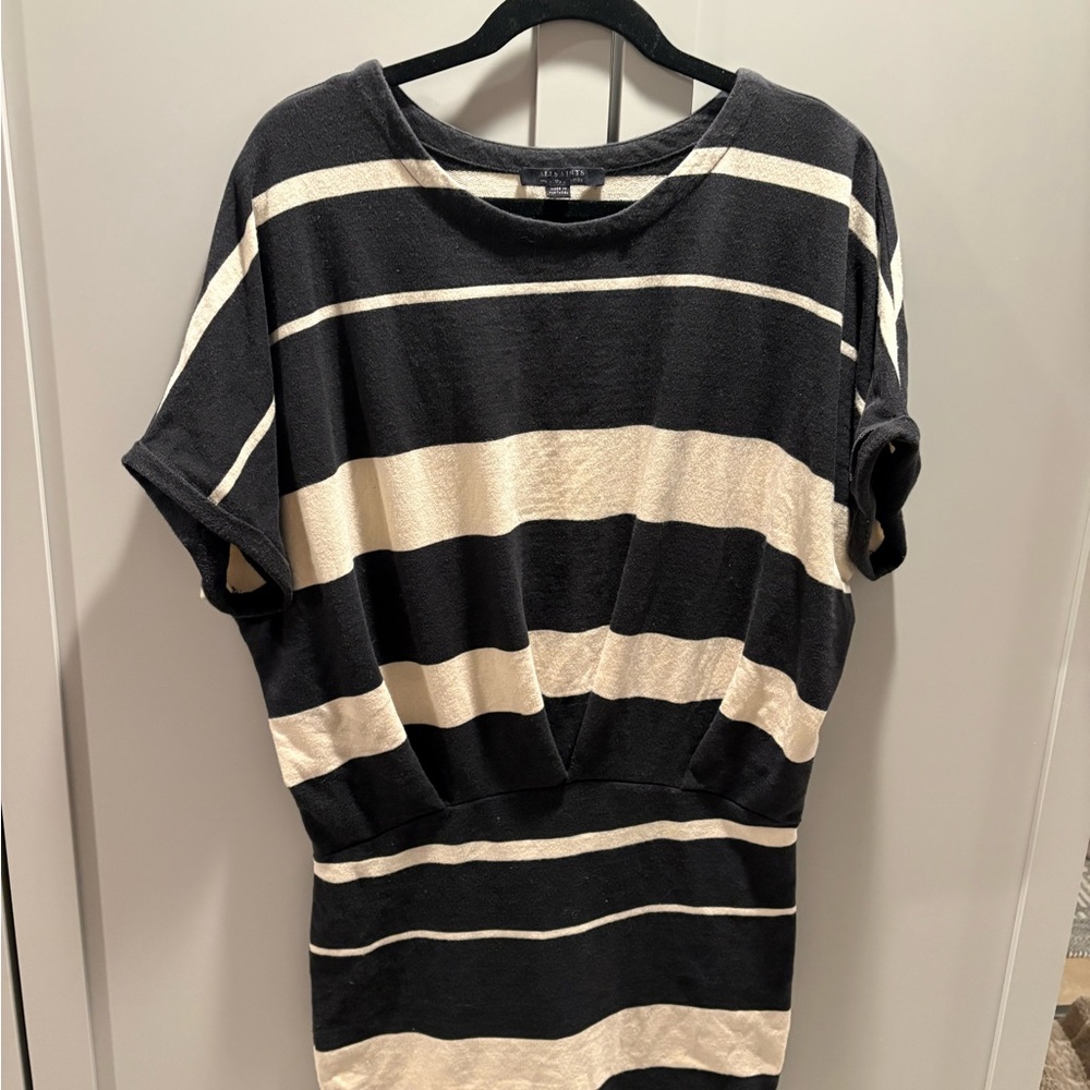 All Saints Black and Cream Striped Garment